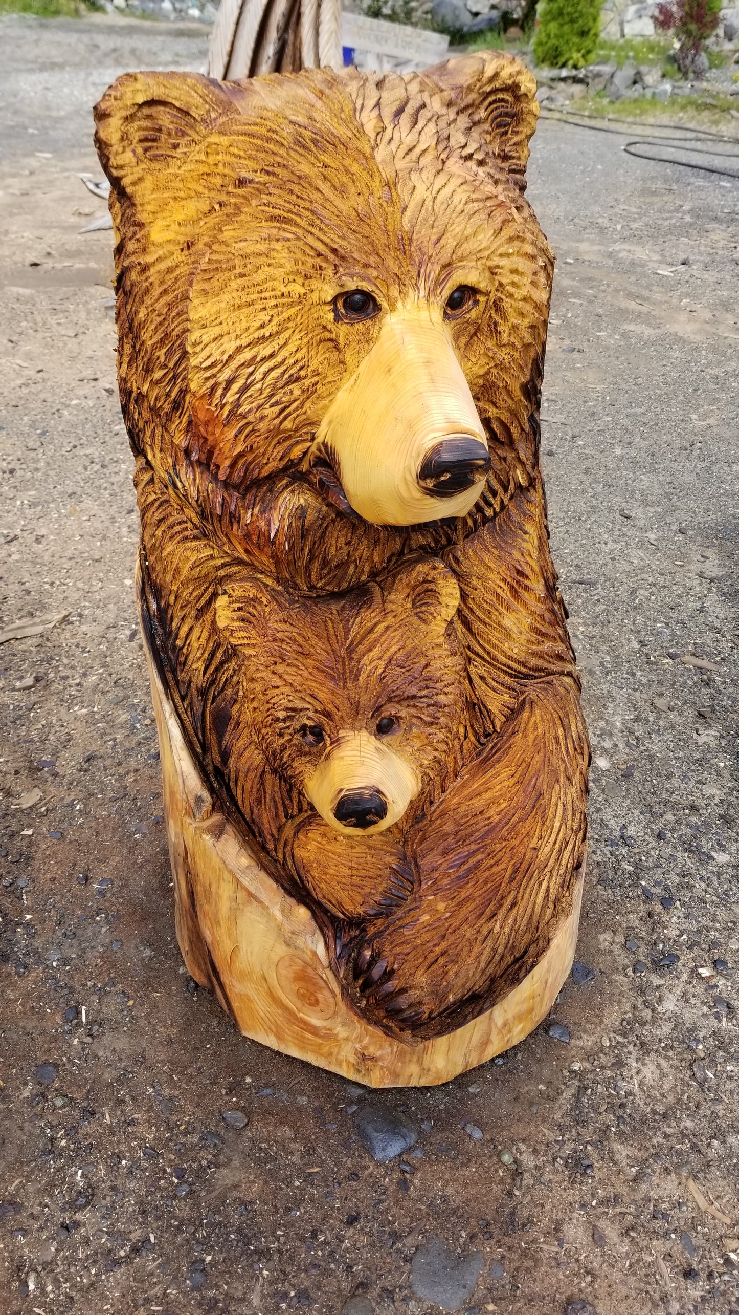 Custom Mother Grizzly bear and cub bust