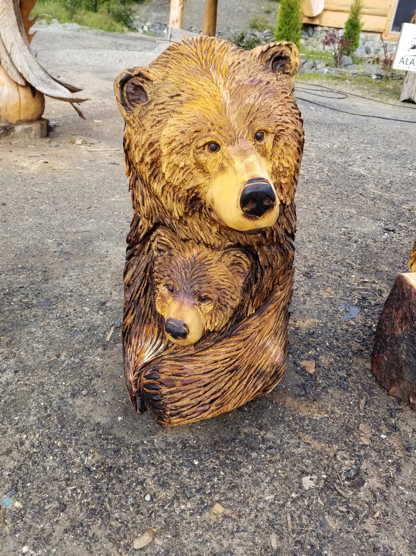 Custom Mother Grizzly bear and cub bust