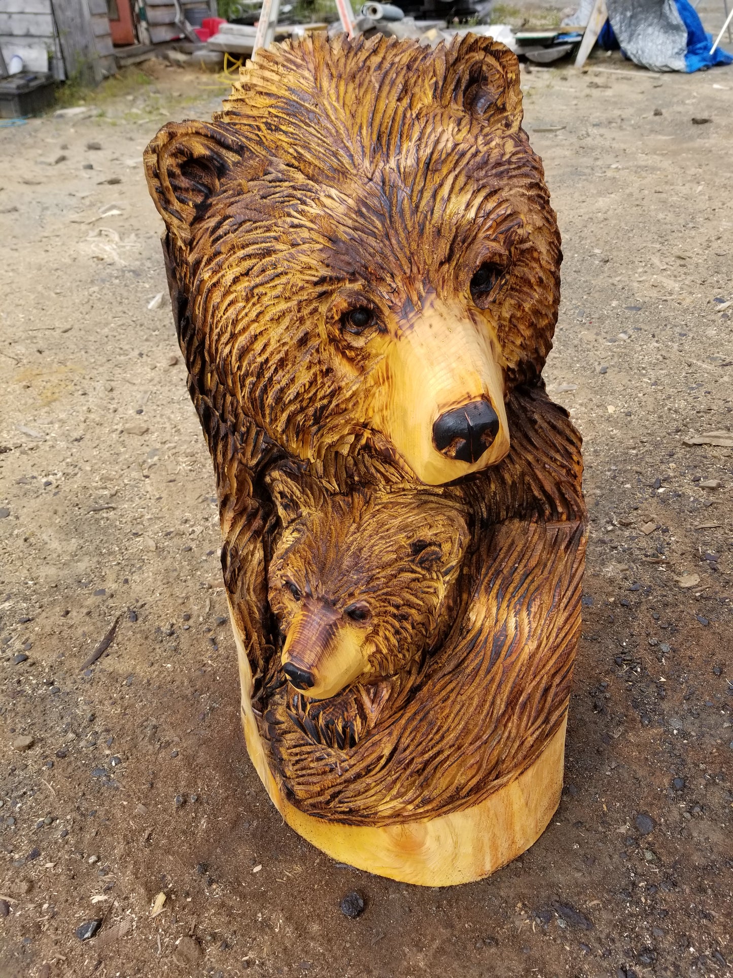 Custom Mother Grizzly bear and cub bust